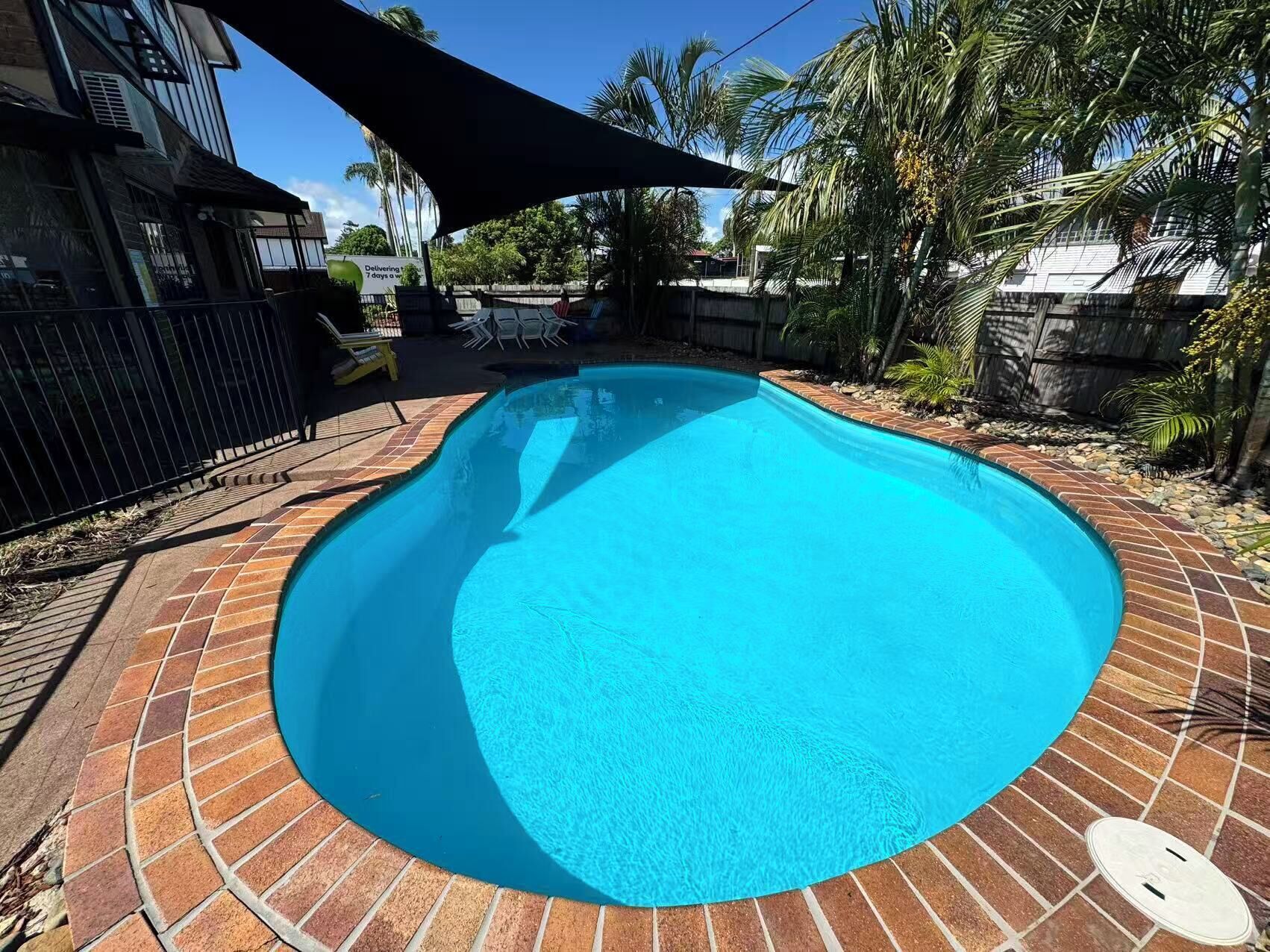 Outdoor pool, sun loungers