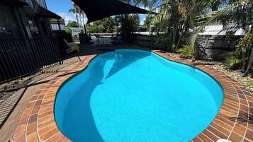 Outdoor pool, sun loungers