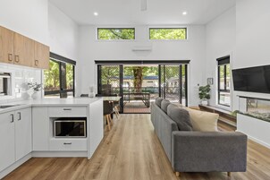 Televisión, reproductor de DVD, mesa de ping pong