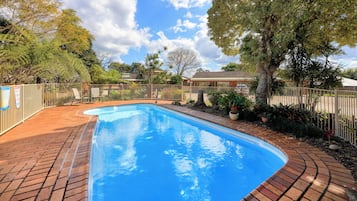 Outdoor pool, pool loungers