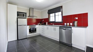 Full-size fridge, microwave