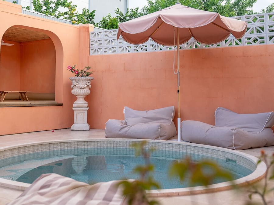 Outdoor pool, free cabanas, pool umbrellas