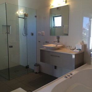 Queen Spa Suite | Bathroom | Free toiletries, hair dryer, bathrobes, towels - Chaucer Palms Boutique Bed & Breakfast (Hamilton)