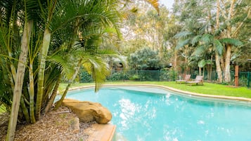 Outdoor pool, pool loungers