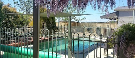 Outdoor pool, sun loungers