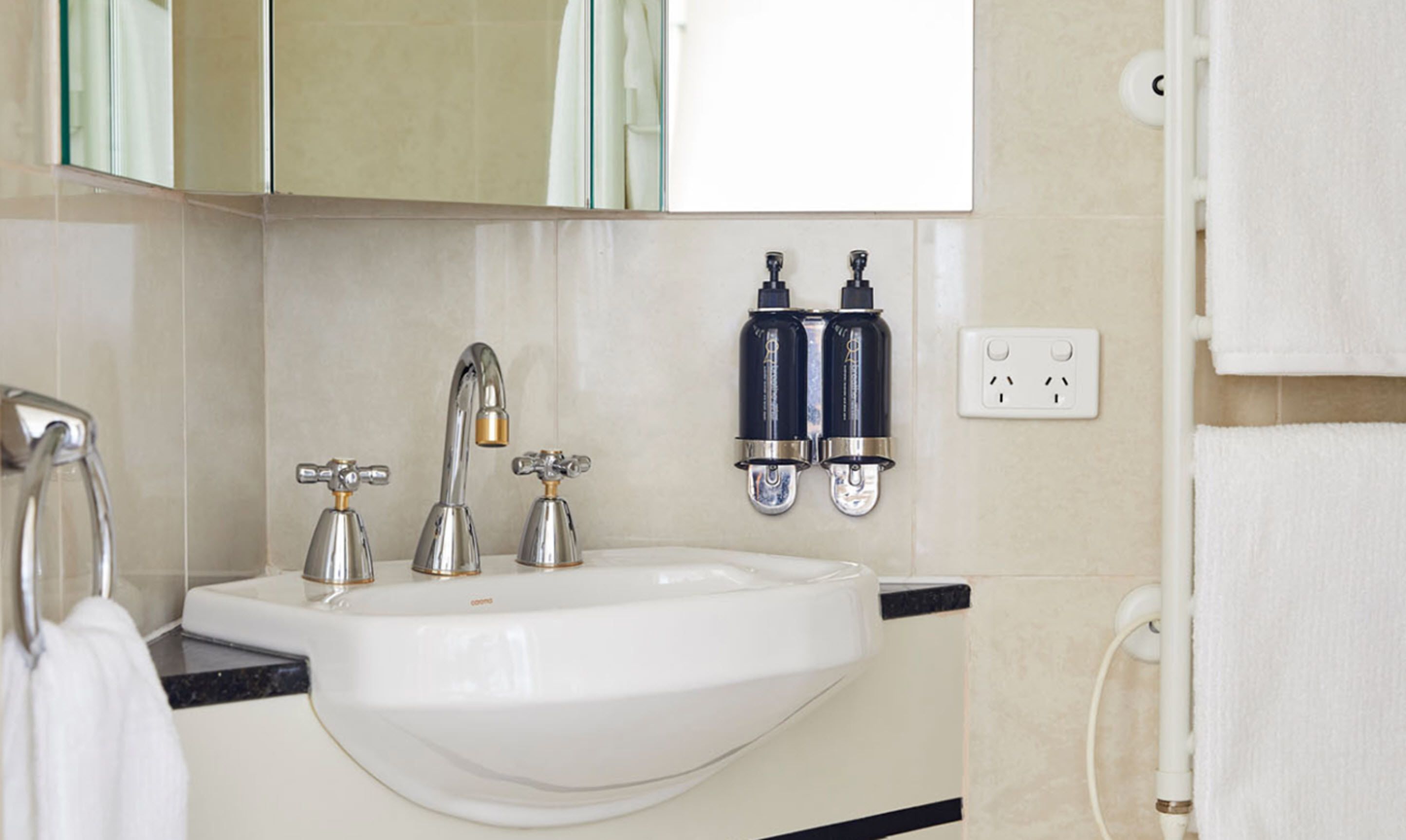 free toiletries, hair dryer, towels