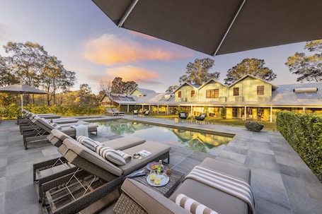 Outdoor pool, sun loungers