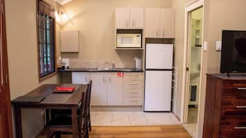 Standard Cabin (The Cottage) | Private kitchenette | Full-size fridge, microwave, coffee/tea maker, electric kettle