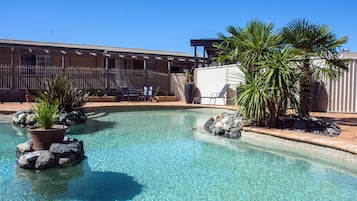 Outdoor pool, pool loungers