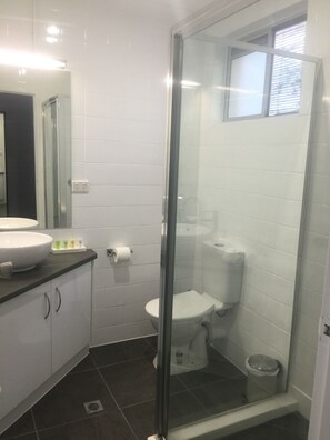 Executive Suite, 1 King Bed, Non Smoking, Kitchenette | Bathroom | Shower, hair dryer, towels - Blue Violet Motor Inn (East Toowoomba)