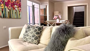 Superior Apartment, 3 Bedrooms, Non Smoking, Kitchen (townhouse) | Living area | 32-inch Smart TV with digital channels, TV, DVD player
