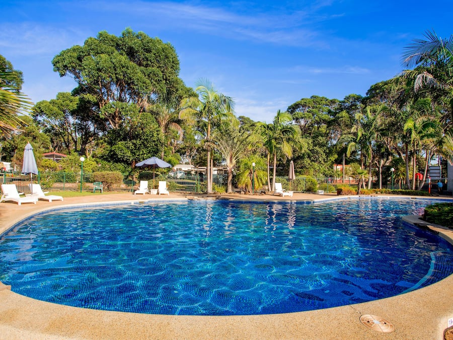 Outdoor pool, pool loungers