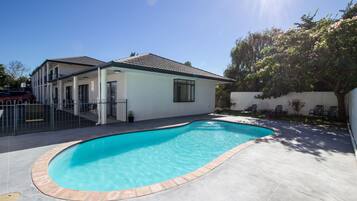 Outdoor pool, pool loungers