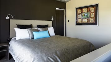 Premium bedding, desk, soundproofing, iron/ironing board