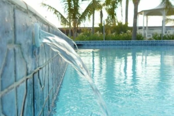 Outdoor pool, pool loungers