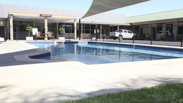 Outdoor pool, sun loungers