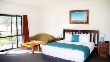 Blackout curtains, iron/ironing board, free cots/infant beds, free WiFi