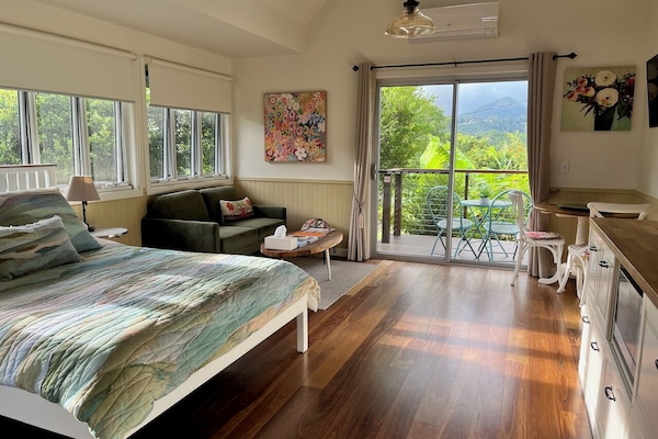 Luxury Cabin, 1 Queen Bed, Mountain View | Living area | 32-inch TV with digital channels, DVD player