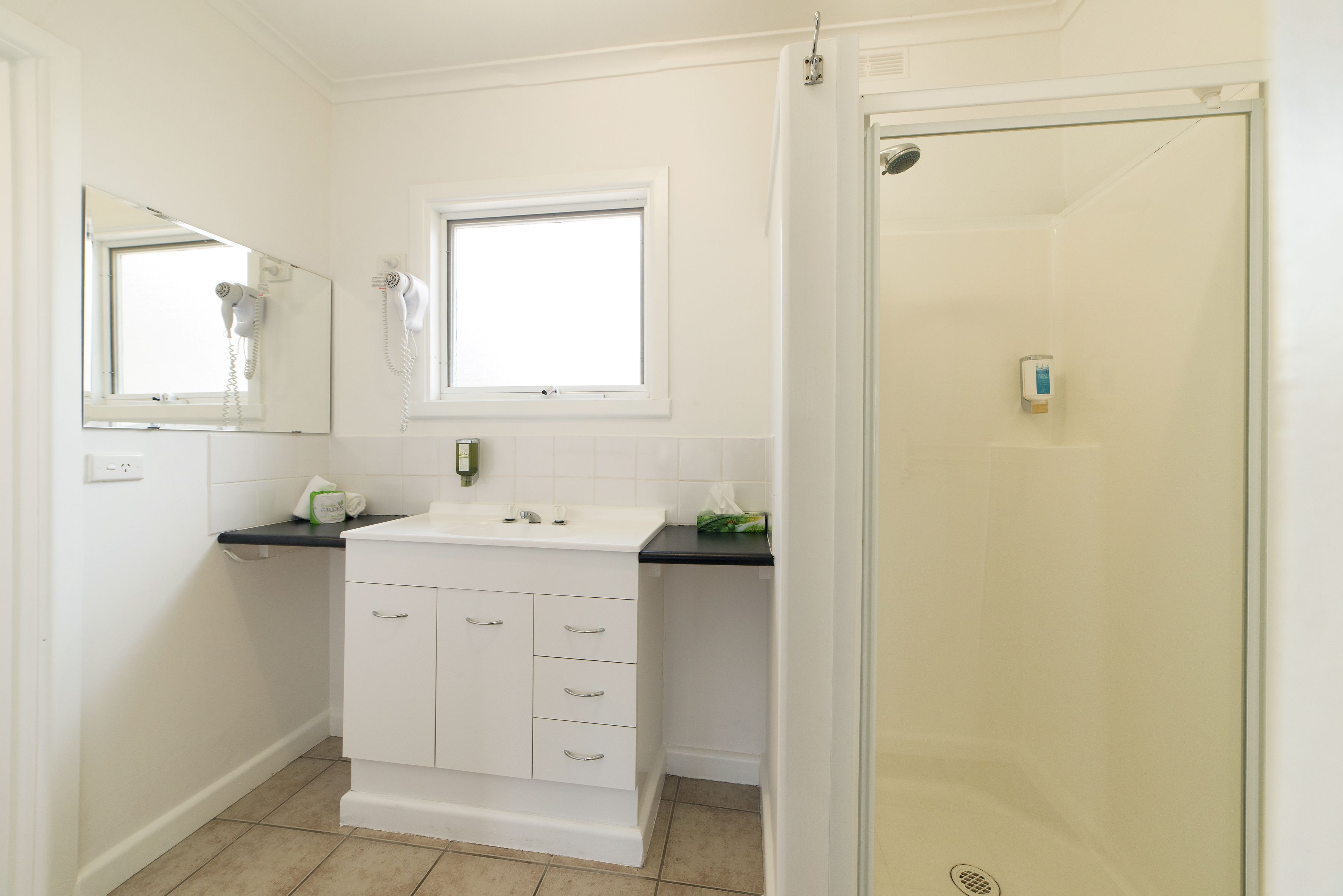 Free toiletries, hair dryer, towels