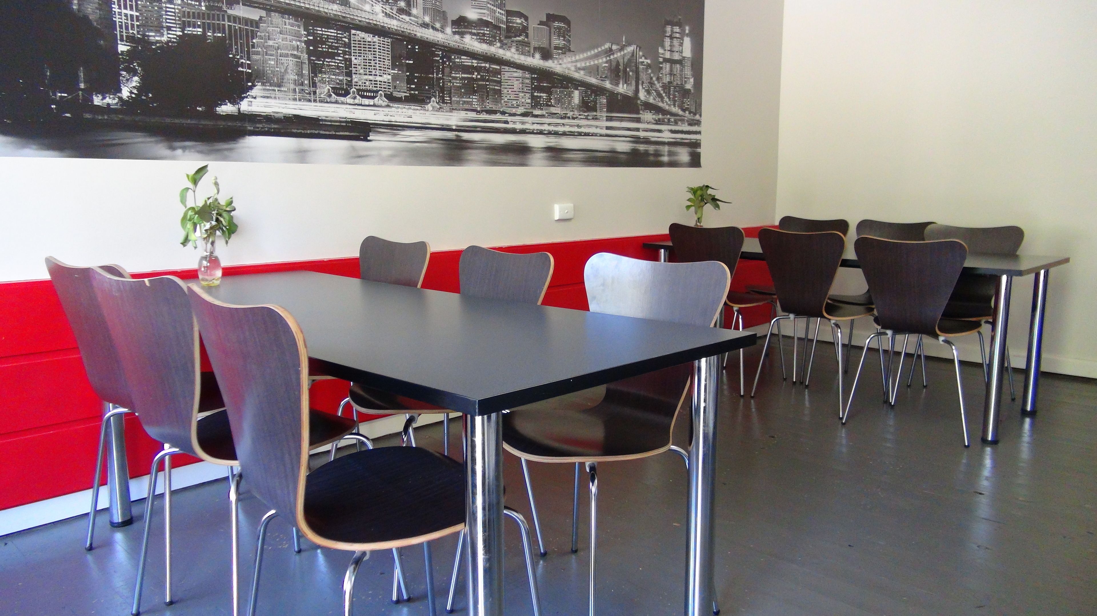 Mini-fridge, coffee/tea maker, electric kettle, toaster