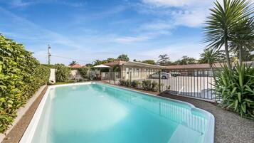 Outdoor pool, pool loungers