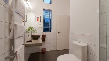Shower, free toiletries, hair dryer, bathrobes