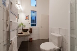 Shower, free toiletries, hair dryer, bathrobes