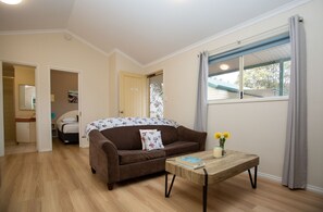 Standard Chalet, 1 Queen Bed with Sofa bed, Non Smoking, Kitchenette | Living area | 40-inch flat-screen TV with digital channels, TV - Tasman Holiday Parks - Albany (Centennial Park)