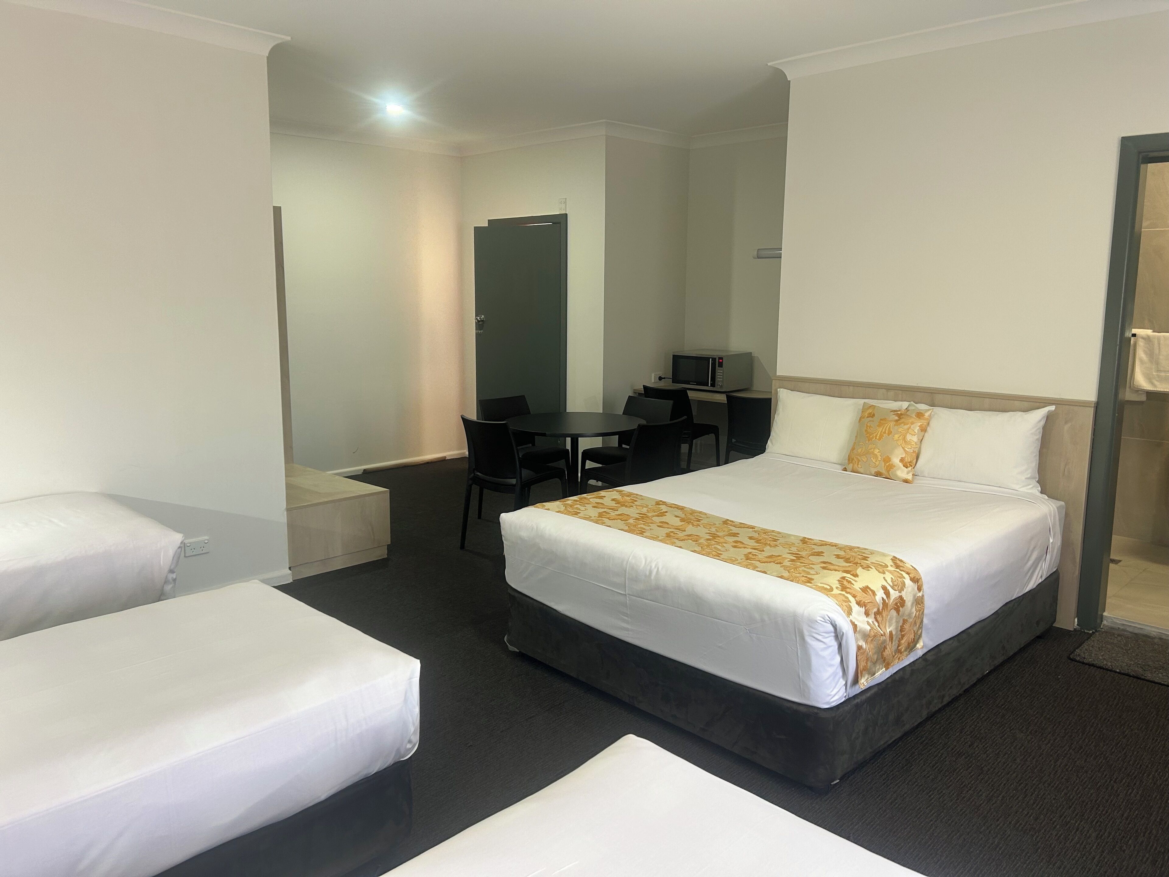 large family room | individually decorated, individually furnished, desk, blackout curtains