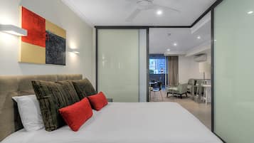 Individually decorated, individually furnished, desk, iron/ironing board