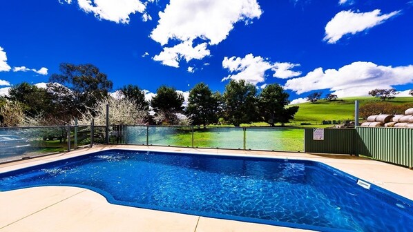 Outdoor pool, pool loungers