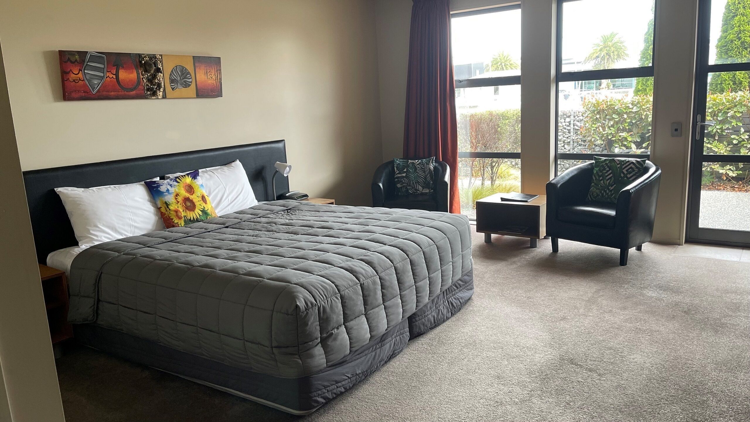 Hypo-allergenic bedding, blackout drapes, soundproofing
