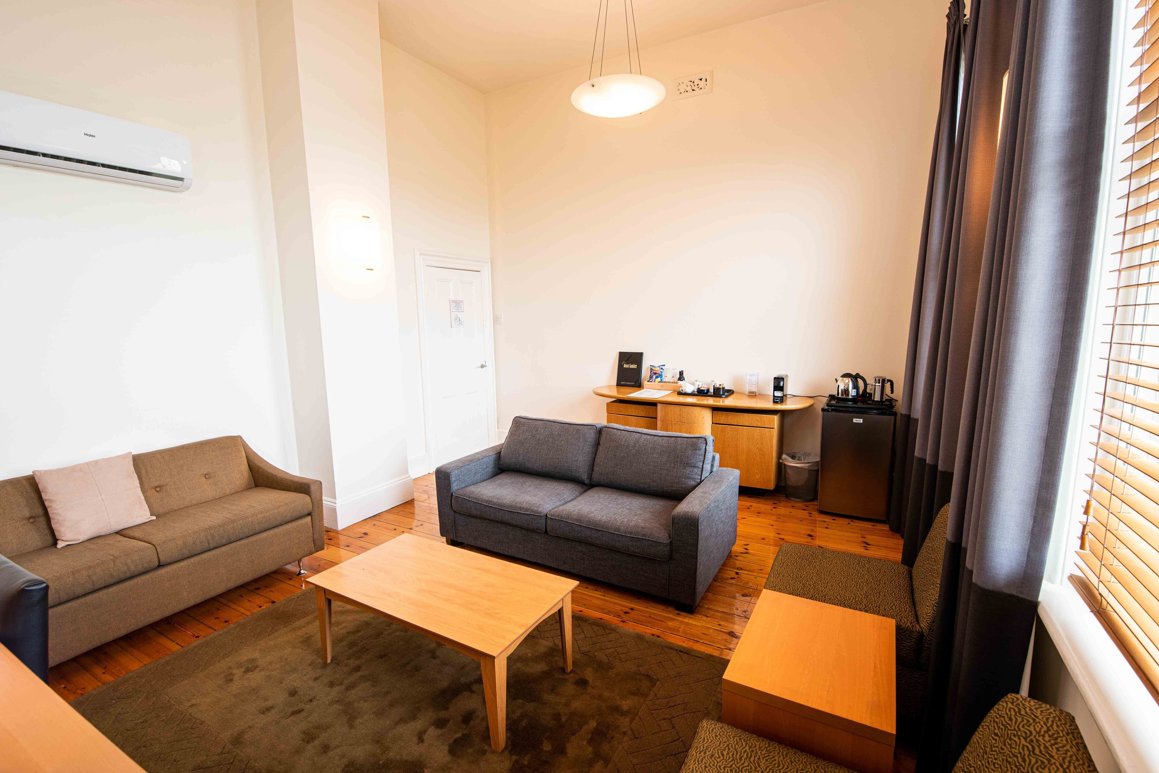 pierce suite | living area | tv, dvd player