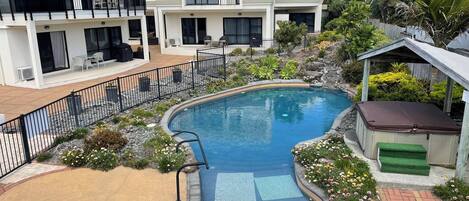 Outdoor pool, sun loungers