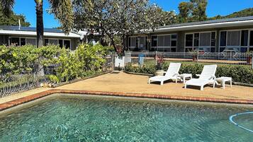 Outdoor pool, open 6:00 AM to 8:00 PM, sun loungers