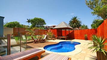 Outdoor pool, sun loungers