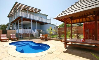 Outdoor pool, sun loungers