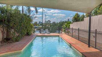 Outdoor pool, sun loungers