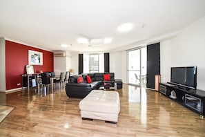 Three-Bedroom Luxury Apartment | Living area | DVD player - Founda Gardens Apartments (Auchenflower)