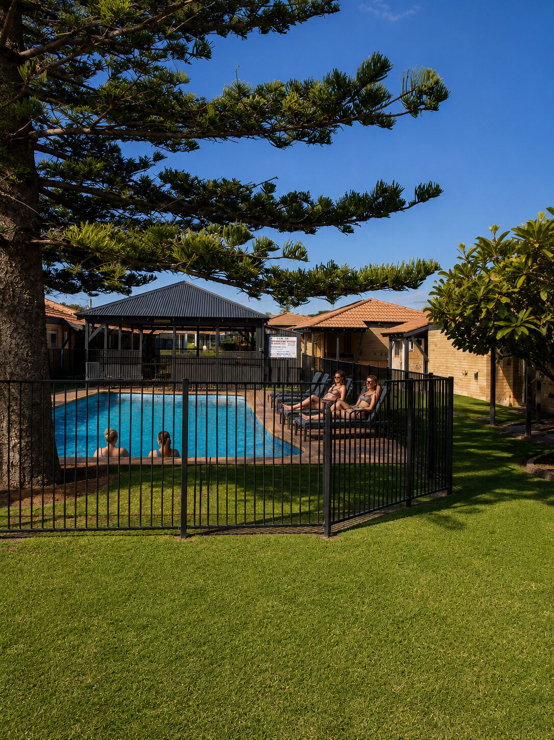 Outdoor pool, pool loungers