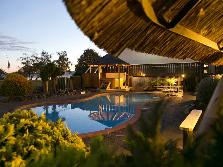 Outdoor pool, pool loungers