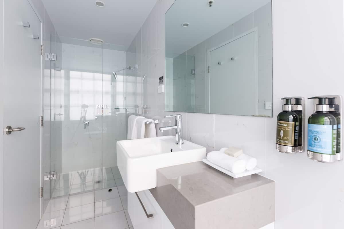 free toiletries, hair dryer, towels