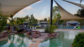 Outdoor pool, pool loungers