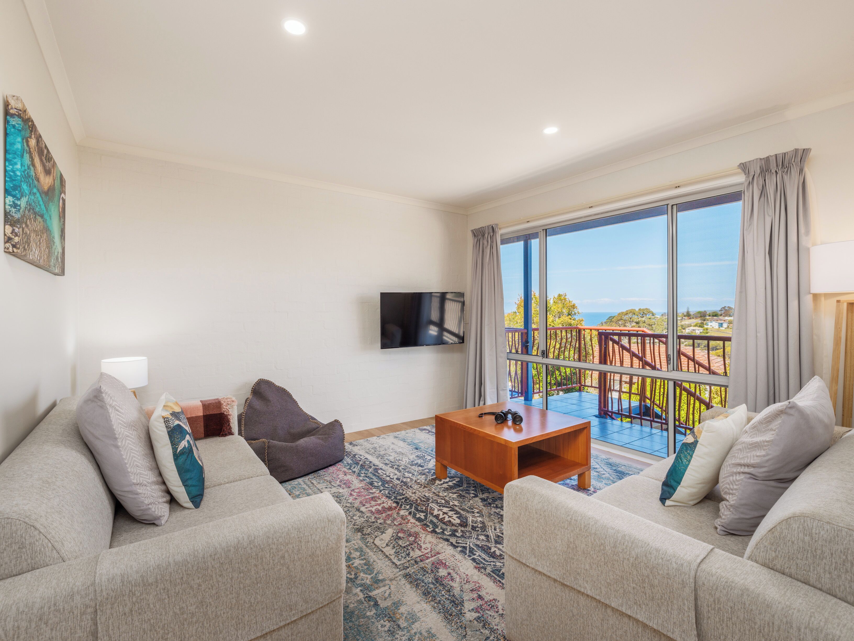 Superior Apartment, 2 Bedrooms, Jetted Tub, Ocean View | Living area | 26-inch LCD TV with digital channels, TV, DVD player