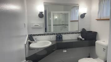 Habitación estándar doble | Baño | Secador de pelo y toallas