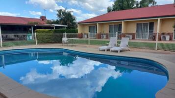 Outdoor pool, pool loungers