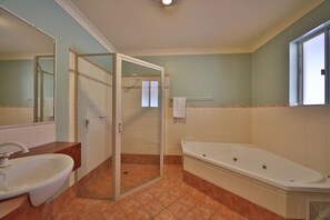 Suite ejecutiva, hidromasaje | Baño | Amenidades de baño gratuitas, secadora de cabello, toallas, jabón