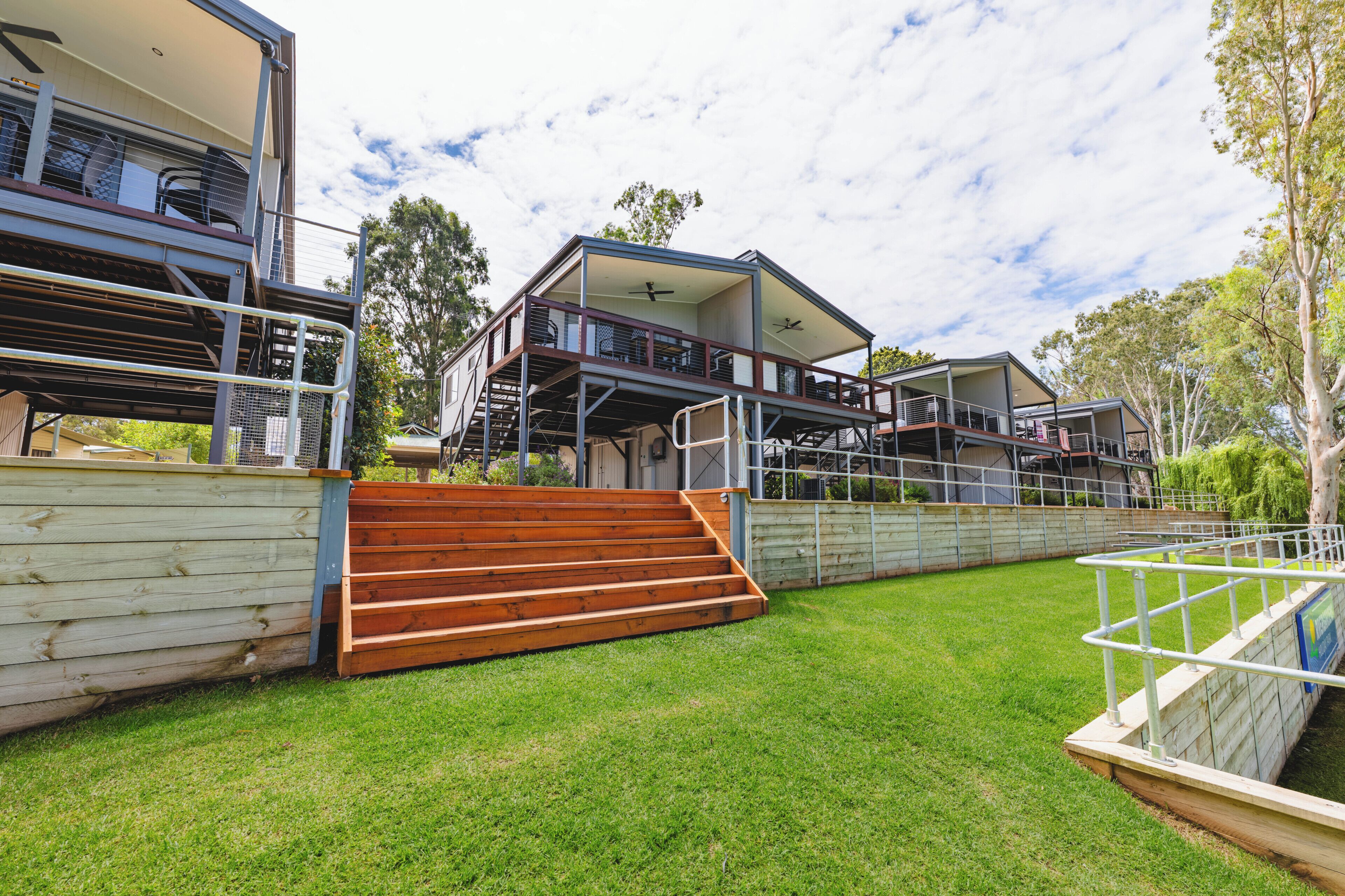 Deluxe Elevated Riverfront Cabin | Terrace/patio