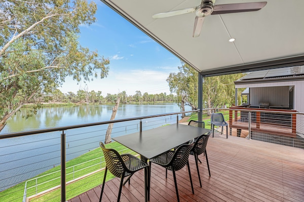 Deluxe Elevated Riverfront Cabin | Terrace/patio