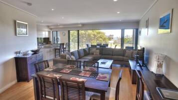 Flat-screen TV, DVD player